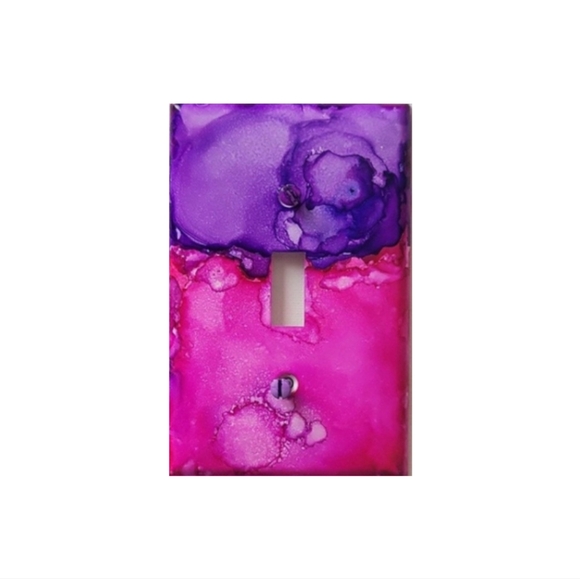 Hand Crafted Other - Hand Crafted Pink and Purple Design Single Toggle Light Switch Plate
